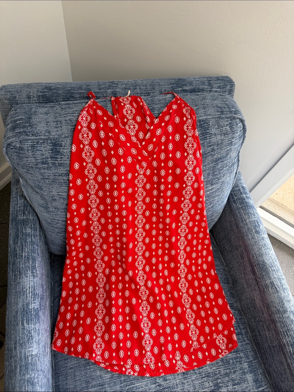 Tyche Red and White Printed Mini Dress